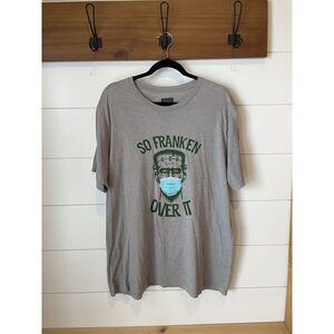 Gray "So Franken Over It" Mask Frankenstein SMP Brand  Graphic tee Women's XL